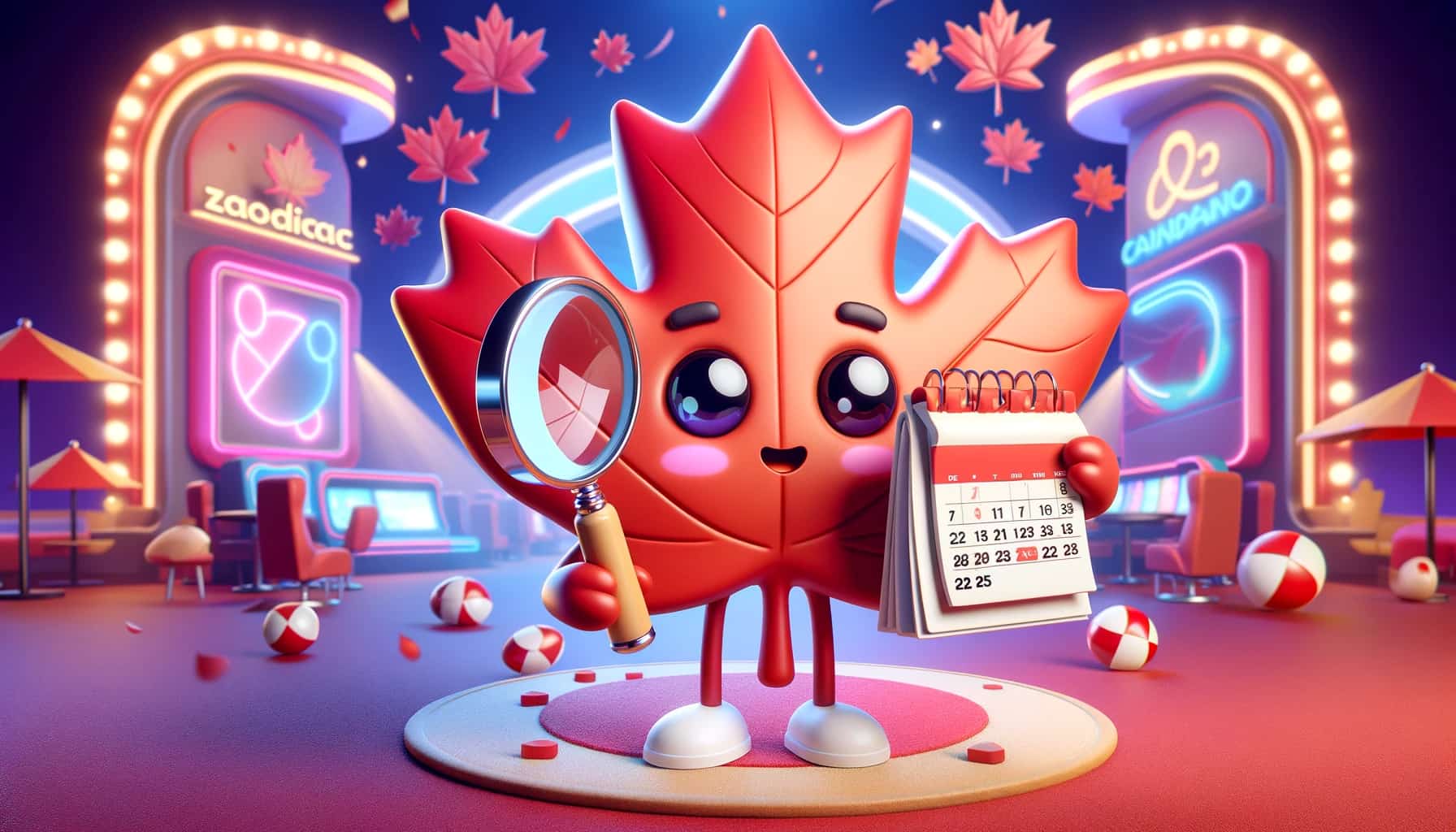 A cartoon character with a magnifying glass and a calendar
